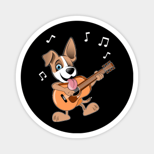 Guitar Music Dog T-Shirt Funny Pet Gift Idea Magnet